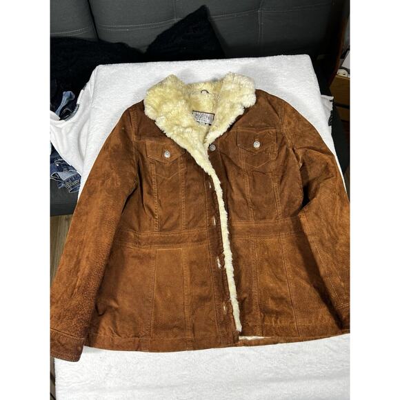 Vintage Wilsons Leather Maxima Suede Faux Fur Trim Jacket in Brown Size XL - Picture 5 of 14